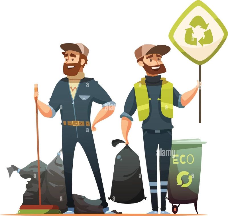 raccolta-ecologicamente-responsabile-di-rifiuti-e-rifiuti-per-il-riciclaggio-cartoni-animati-con-illustrazione-vettoriale-garbageman-professionale-e-volontario-2e8rebe